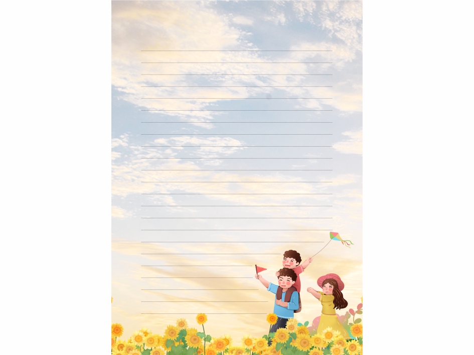 国际家庭日信纸模板-一家出游